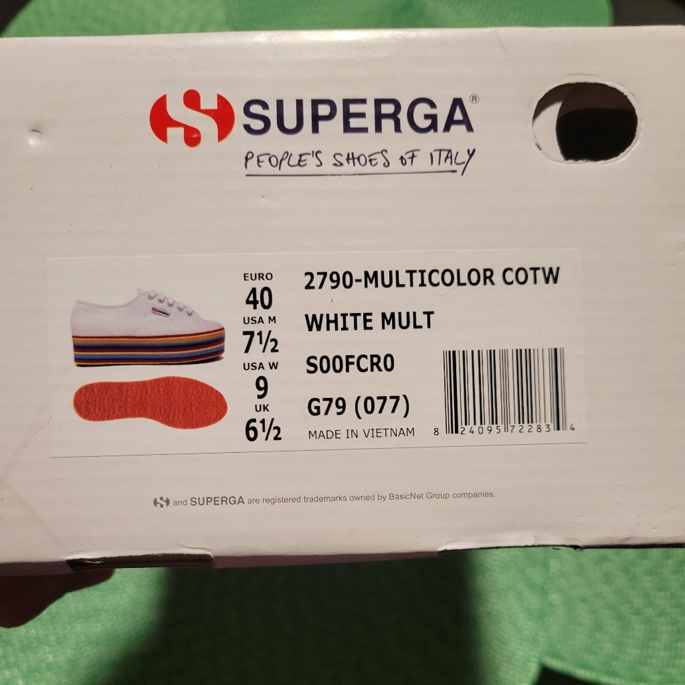 Superga 2790 Rainbow Pride Platform White Multi Lace Up Sneakers